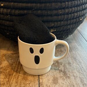 Ghost Face White Mug with Black Socks